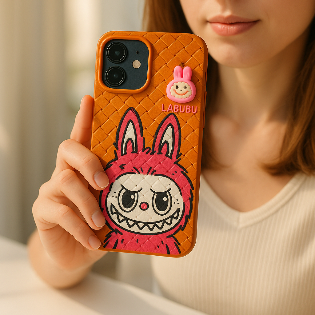 Labubu - 3D Bunny Woven‑Texture Protective iPhone Cases