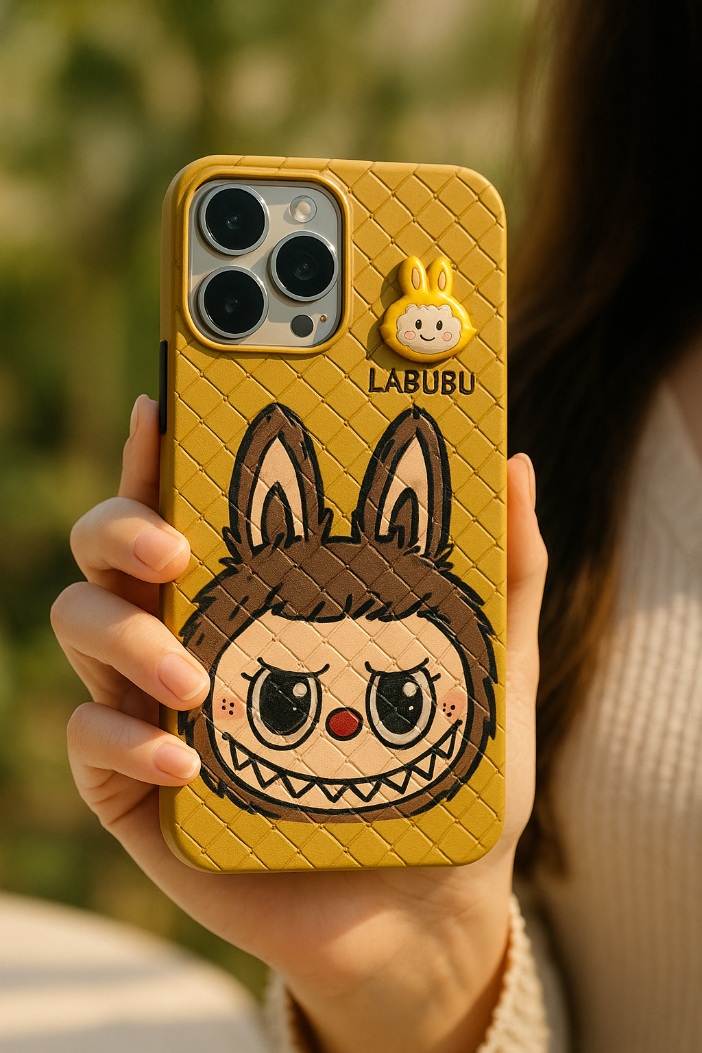 Labubu - 3D Bunny Woven‑Texture Protective iPhone Cases